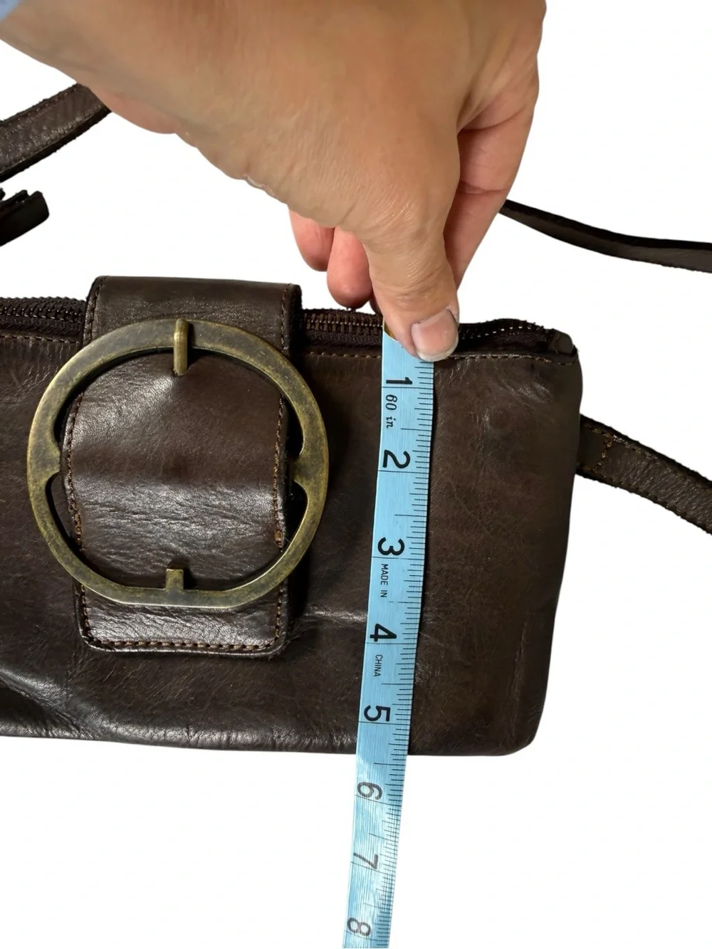 Harbour Leather Crossbody Bag with Decorative Ring